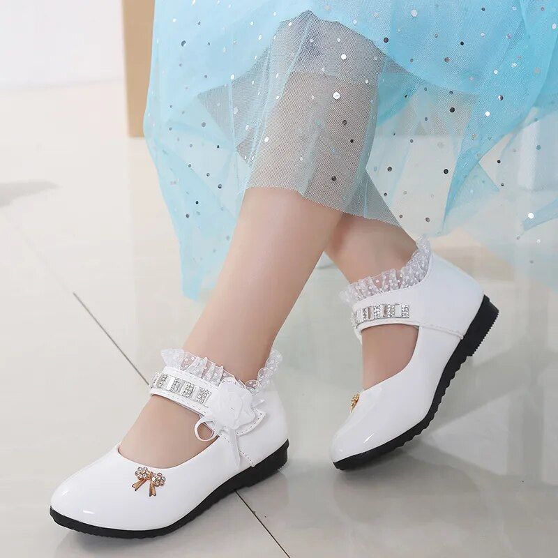 2020 New Children Elegant Princess PU Leather Sandals Kids Girls Wedding Dress Party Beaded Shoes For Girls - Giftcare 