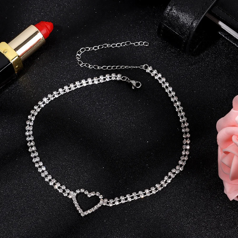 Korean Sweet Love Heart Choker Necklace Silver Gold Hollow Heart Necklace Jewelry Collier Femme Gifts Women Men Fashion Long Cha.Free Shipping - Giftcare 