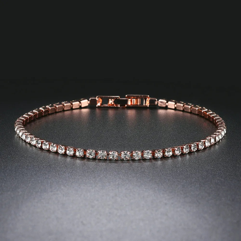 Tennis Chain Bracelets For Women Fashion Small Cubic Zircon Crystal Rose Gold Color Wedding Party Friends Gift Jewelry KC128M - Giftcare 