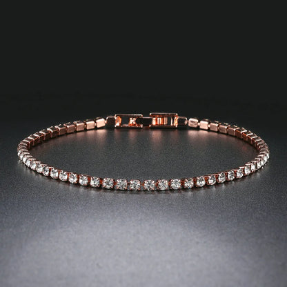 Tennis Chain Bracelets For Women Fashion Small Cubic Zircon Crystal Rose Gold Color Wedding Party Friends Gift Jewelry KC128M - Giftcare 