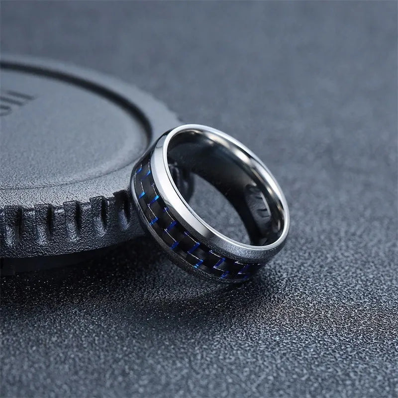 Vnox Twelve Constellations Rings for Men Women 8mm Stainless Steel Anel Male Classic Carbon Fiber 12 Horoscope Ring - Giftcare 