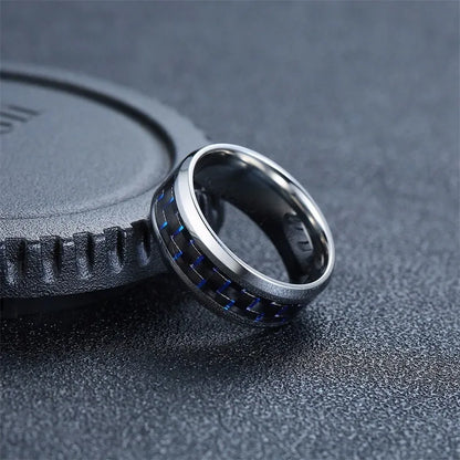 Vnox Twelve Constellations Rings for Men Women 8mm Stainless Steel Anel Male Classic Carbon Fiber 12 Horoscope Ring - Giftcare 