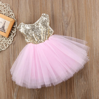 Princess Kids Baby Dress For Girls Fancy Wedding Dress Sleeveless Sequins Party Birthday Baptism Dress For Girl Summer Dresses - Giftcare 