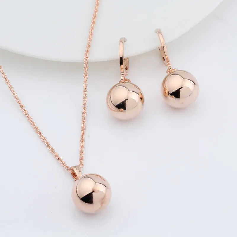 Irina New Arrivals 585 Rose Gold Color Spherical Ball Geometric  Dangle Earrings Set  Women Wedding Party Exquisite Jewelry Set - Giftcare 