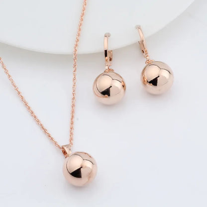 Irina New Arrivals 585 Rose Gold Color Spherical Ball Geometric  Dangle Earrings Set  Women Wedding Party Exquisite Jewelry Set - Giftcare 