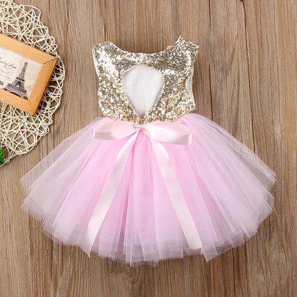 Princess Kids Baby Dress For Girls Fancy Wedding Dress Sleeveless Sequins Party Birthday Baptism Dress For Girl Summer Dresses - Giftcare 