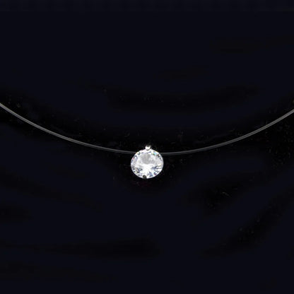 Poputton Female Transparent Fishing Line Necklace Silver Plated Invisible Chain Women Rhinestone Choker Necklace Collier Femme.Free Shipping