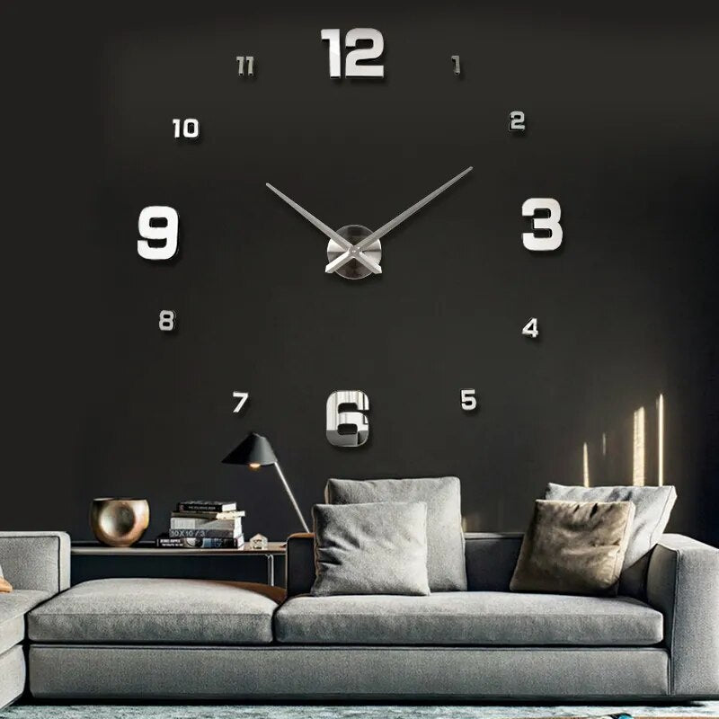 New Real Metal 3D DIY Acrylic Mirror Wall Clock Watch Clocks Home Decoration Modern Needle Quartz Stickers - Giftcare 