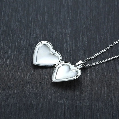 Vnox Light Heart Locket Pendants for Women Men Openable Photo Frame Glossy Stainless Steel Necklaces Family Love Collar - Giftcare 
