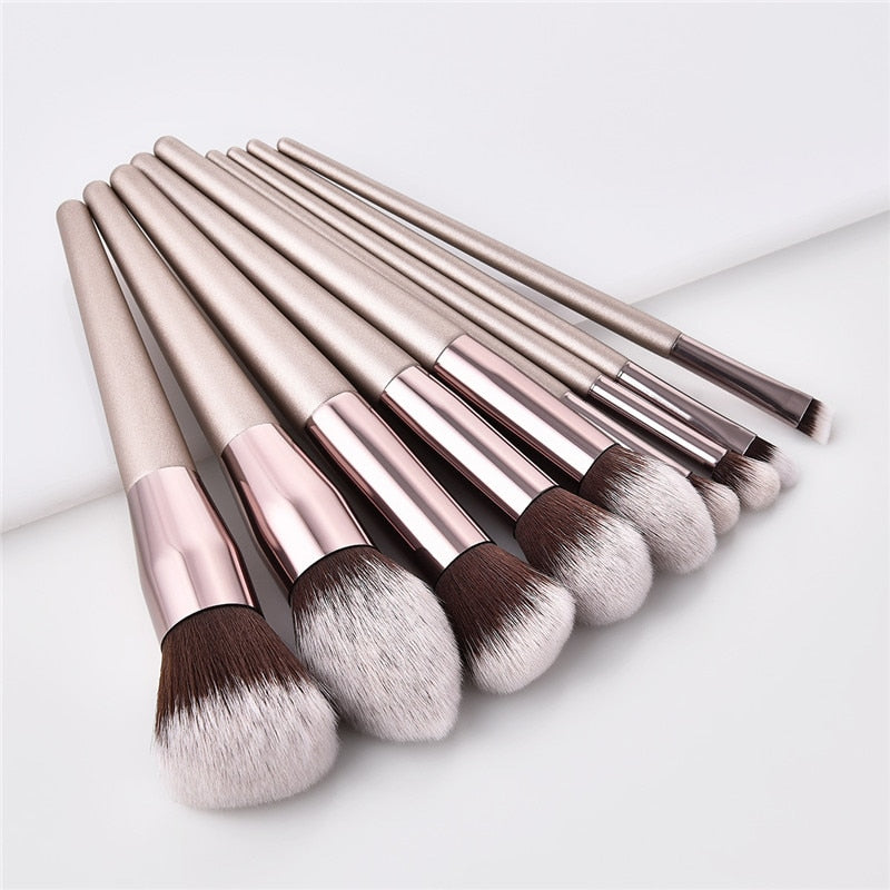 4/10pcs Champagne makeup brushes set for cosmetic foundation powder - Giftcare 