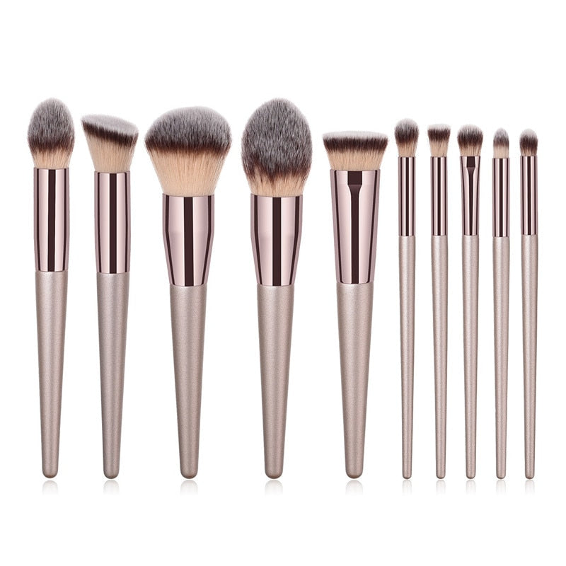 4/10pcs Champagne makeup brushes set for cosmetic foundation powder - Giftcare 
