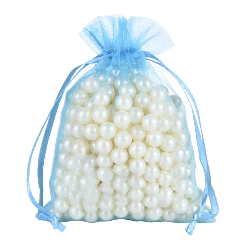 RE 100pcs 22 Colors 7x9 9x12cm 10x15 13x18cm Wedding Christmas Gift Drawable Organza Bags Jewelry Packaging Display & Pouches 13 - Giftcare 