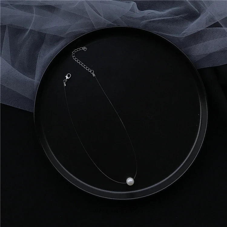 Female Transparent Fishing Line Necklace Invisible Women Rhinestone Chain Necklaces Female Gift.Free Shipping - Giftcare 
