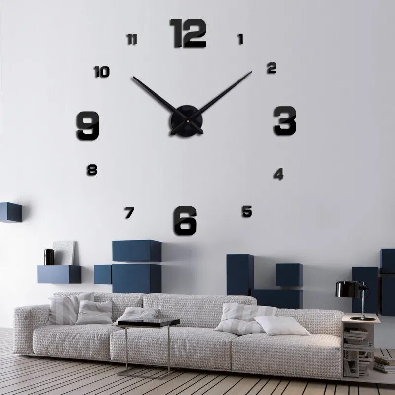 New Real Metal 3D DIY Acrylic Mirror Wall Clock Watch Clocks Home Decoration Modern Needle Quartz Stickers - Giftcare 