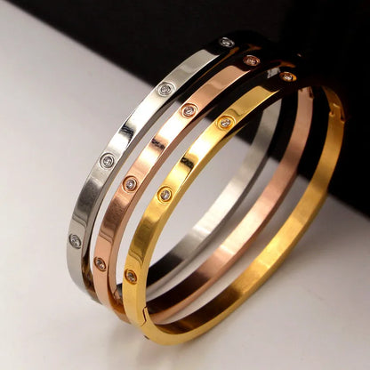 Beautiful Lovers Bracelets Woman Bracelets Stainless Steel Bangles and Bangles Cubic Zirconia Golden Woman Jewelry Gifts - Giftcare 