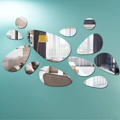 12pcs/set 3d Diy wall sticker decoration mirror wall stickers for TV background home decor Modern Acrylic decoration wall art - Giftcare 