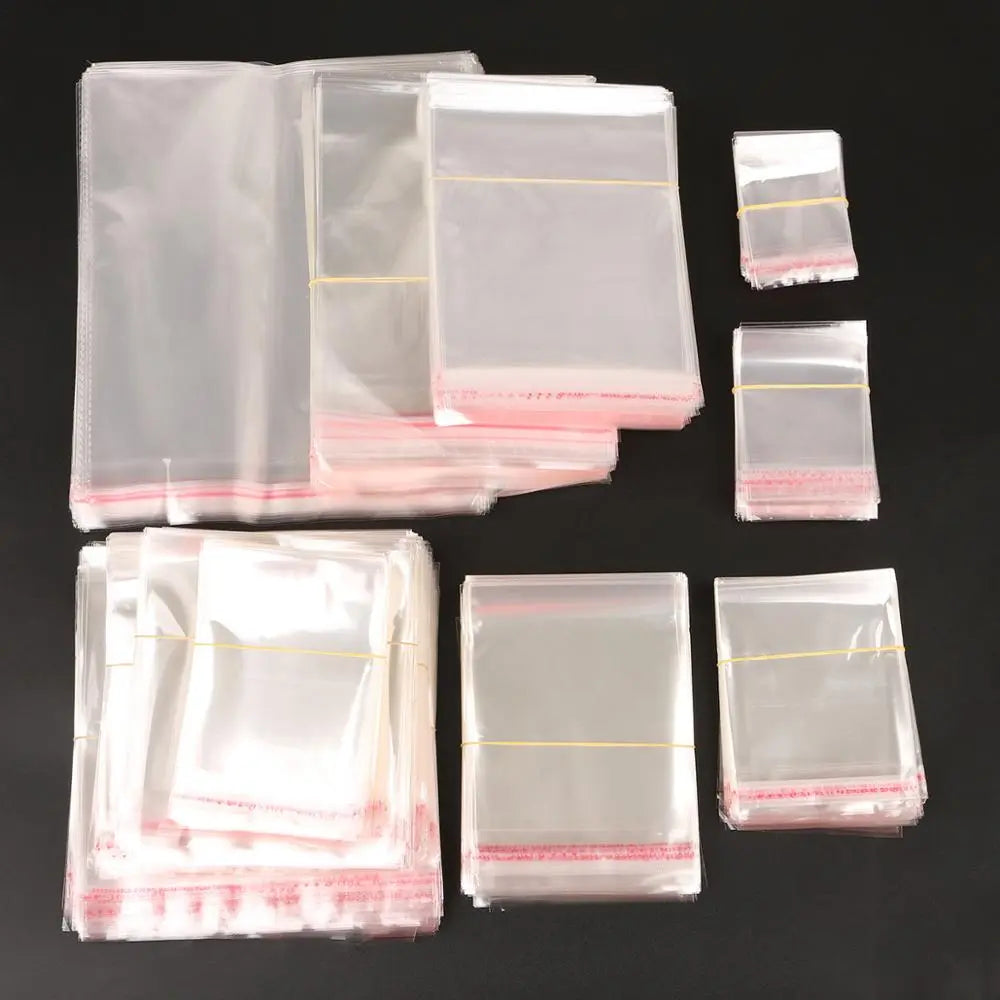 100/200pcs Transparent Self Adhesive Seal OPP Plastic Cellophane Bags Gifts Bag & Pouch Jewelry Packaging Bag - Giftcare 