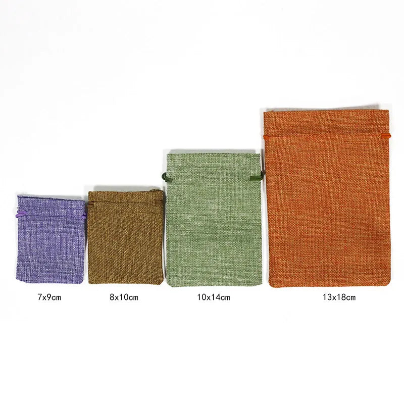 50Pcs/Lot Drawstring Natural Burlap Bag Jute Gift Bags Multi Size Jewelry Packaging Wedding Bags with Candy Bag Can Custom Logo - Giftcare 