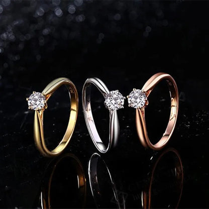 Classic Wedding Rings For Women Forever Simple Six Claws Zirconia Fashion Solitaire Engagement Marriage Gift Ring Jewelry KCR033 - Giftcare 
