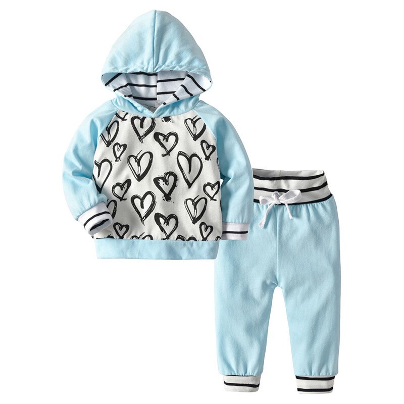 top and top Baby Clothing Set Autumn Spring Newborn Baby Boy Girl Clothes Hooded Tops+Flowers Pants 2PCS Pullovers Infant Outfit - Giftcare 