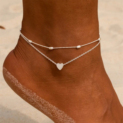 Simple Heart Female Anklets Barefoot Crochet Sandals Foot Jewelry - Giftcare 