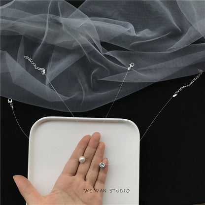 Female Transparent Fishing Line Necklace Invisible Women Rhinestone Chain Necklaces Female Gift.Free Shipping - Giftcare 
