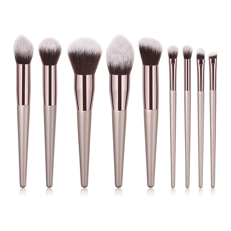 4/10pcs Champagne makeup brushes set for cosmetic foundation powder - Giftcare 