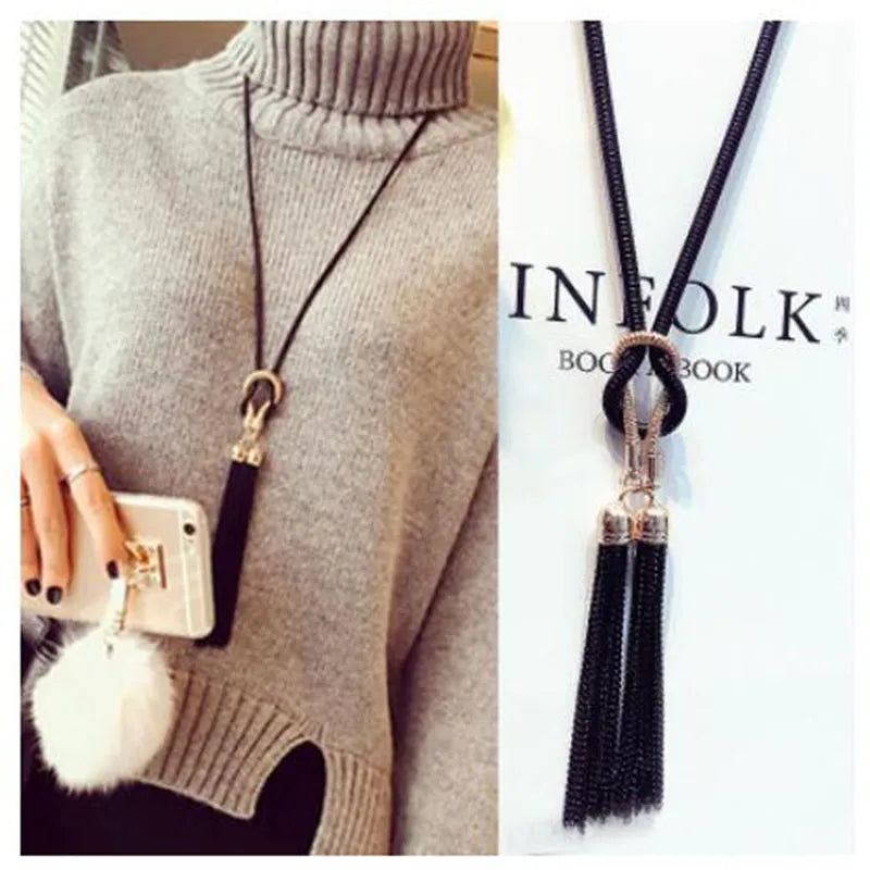 2023 New Arrival Female Pendant Necklace Tassel Long Winter Sweater Chain Necklace Women Necklaces Wholesale Sales - Giftcare 