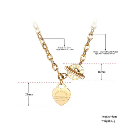 Lokaer Titanium Stainless Steel Heart Charm Pendant Necklaces Jewelry Classic Love Bible Proverbs 4:23 O-Chain Necklace N19085 - Giftcare 
