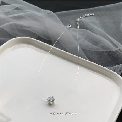 Female Transparent Fishing Line Necklace Invisible Women Rhinestone Chain Necklaces Female Gift.Free Shipping - Giftcare 