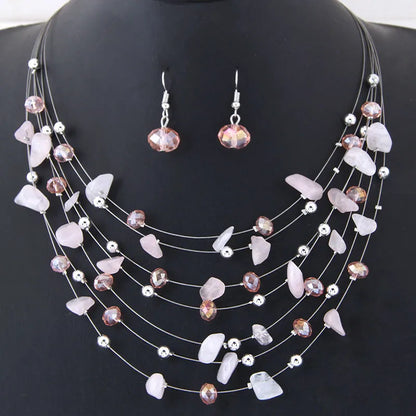 KMVEXO Bridal Wedding Jewelry Sets Women Charm Purple Crystal Coral Necklace Earrings Set African Beads Jewelry Set Bijoux Femme - Giftcare 