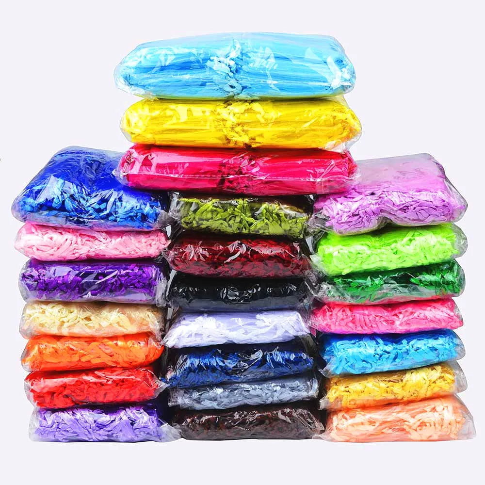 100pcs 24 Colors Jewelry Packaging Bag 5*7 7*9 9*12 10*15cm Organza Bags Gift Storage Wedding Drawstring Pouches Wholesales - Giftcare 
