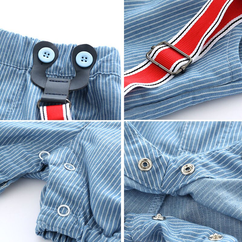 0-2Y Summer Newborn Baby Boy Romper Clothes set Little Shark T-shirt Overalls +Blue Shorts Outfits Clothes Baby Clothing Set - Giftcare 