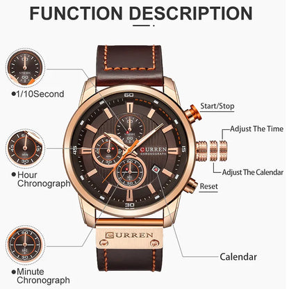 Top Brand Luxury Chronograph Quartz Watch Men Sports Watches Military Army Male Wrist Watch Clock CURREN relogio masculino - Giftcare 