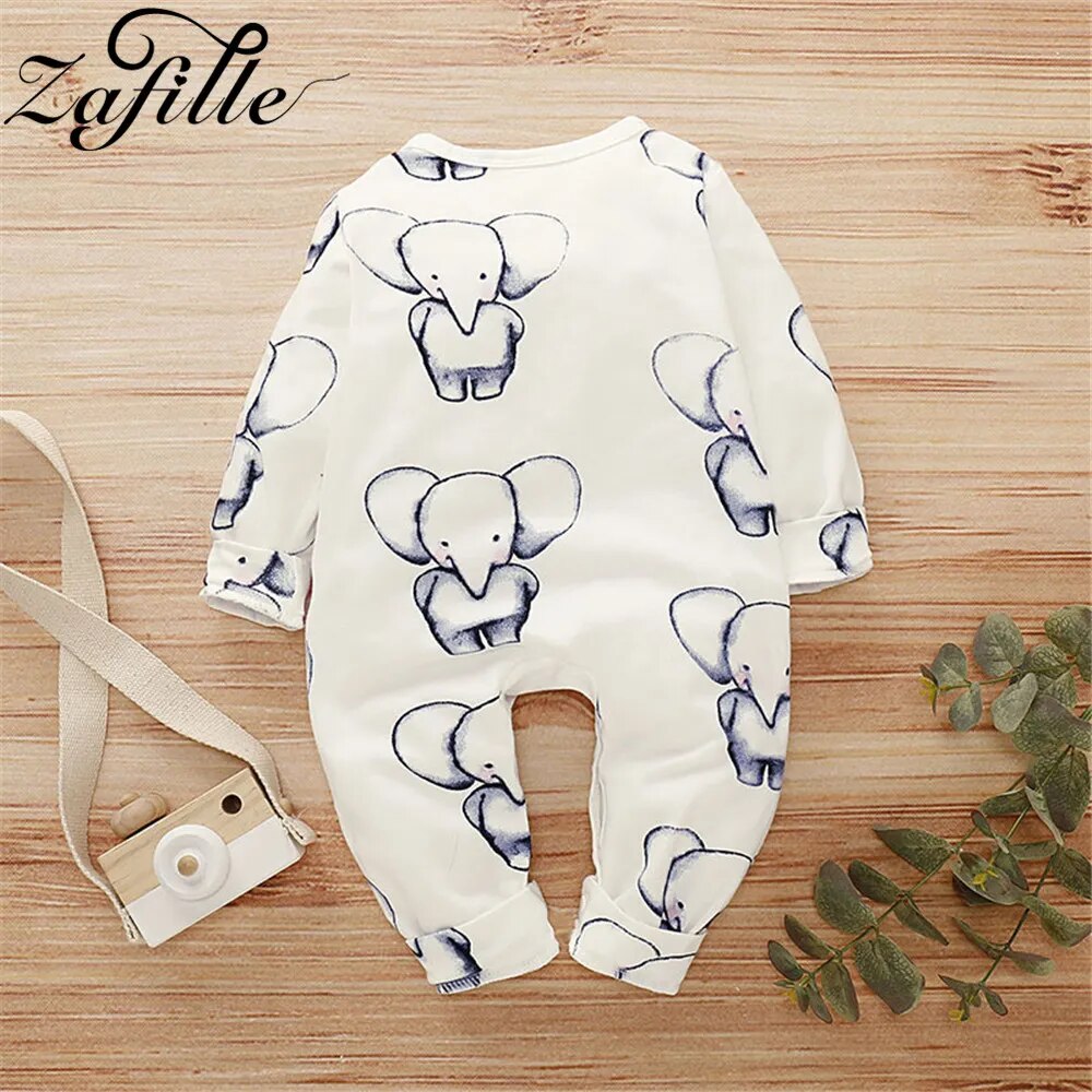ZAFILLE Cartoon Elephant Baby Sleepwear For Newborns Romper Long Sleeve Kids Boys Crawlers Spring Children's Overalls Boys Wear - Giftcare 