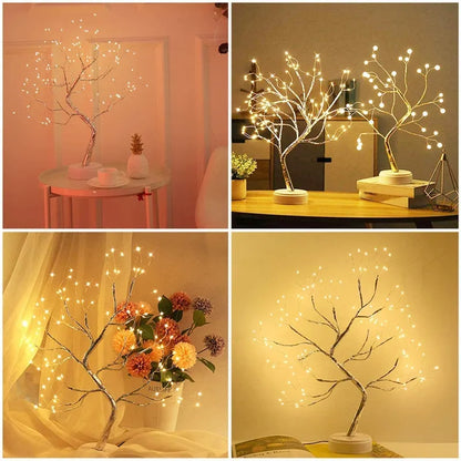 LED Night Light Mini Christmas Tree Copper Wire Garland Lamp For Kids Home Bedroom Decoration Decor Fairy Light Holiday lighting.Free shipping - Giftcare 