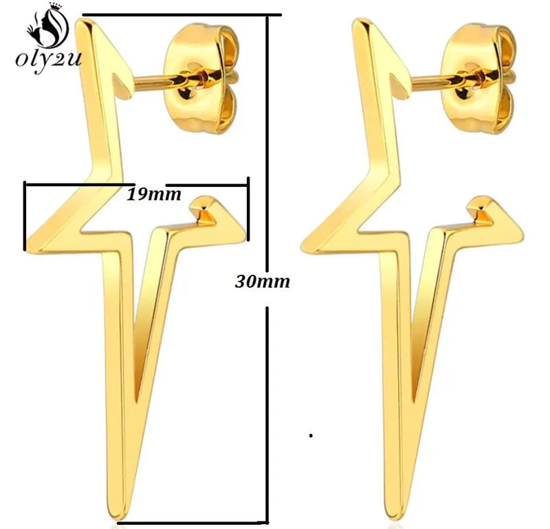 Oly2u Big Star Earrings Punk Stud Earrings Simplicity Stainless Steel Earrings for Women Jewelry 2019 Wholesale Oorbellen - Giftcare 