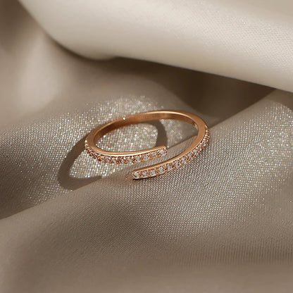 Minimalist Geometric Rose Gold Colour Rings For Woman Korean Fashion Jewelry New Goth Accessories Student Girl's Simple Ring Set