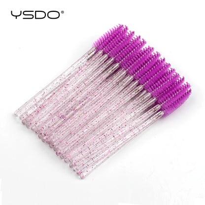 Hot 5-50 Pcs Crystal Eyelash Brushes Diamond Handle Mascara Wands Eyelash Extension Makeup Tools Eyelash Brush wholesale