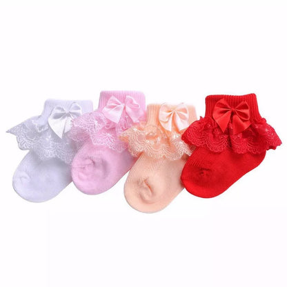 Bow Lace Baby Socks Newborn Cotton Baby Girls Sock Cute Princess Style Toddler Socks  Baby Accessories For Children - Giftcare 