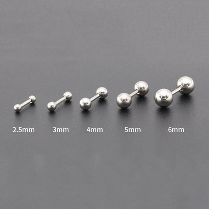 1Pair Medical Titanium Steel Stud Earring Small Ball Screws Small Earrings Ear Bone Nail Lip Piercing Body Jewelry - Giftcare 