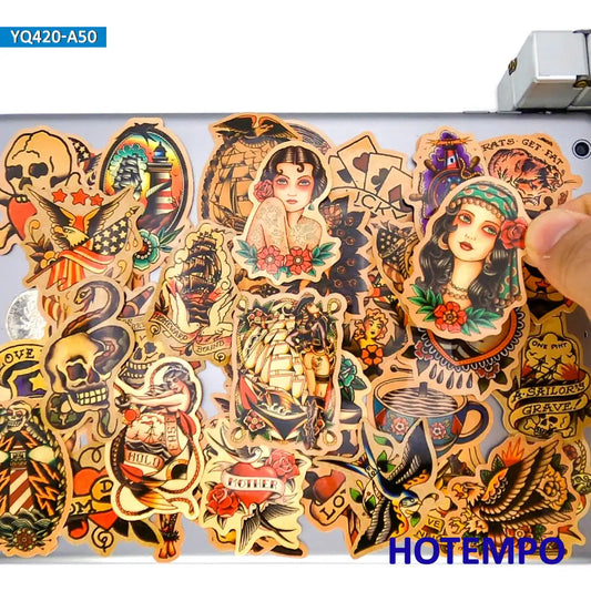 50pcs Mixed Sexy Beauty Old School Sailor Tattoo Art Fashion Funny Sticker for Phone Laptop Case Guitar Skateboard Bike Stickers