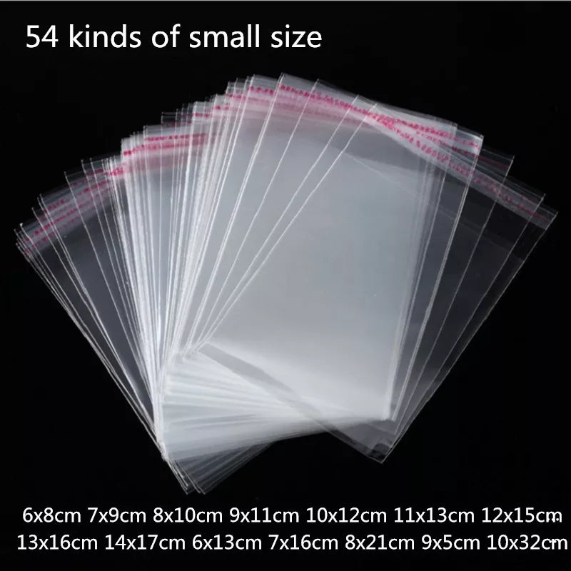100pcs Transparent Self Adhesive Seal Bags OPP Plastic Cellophane Bags Gifts Candy Bag & Pouch Jewelry Packaging Bag - Giftcare 