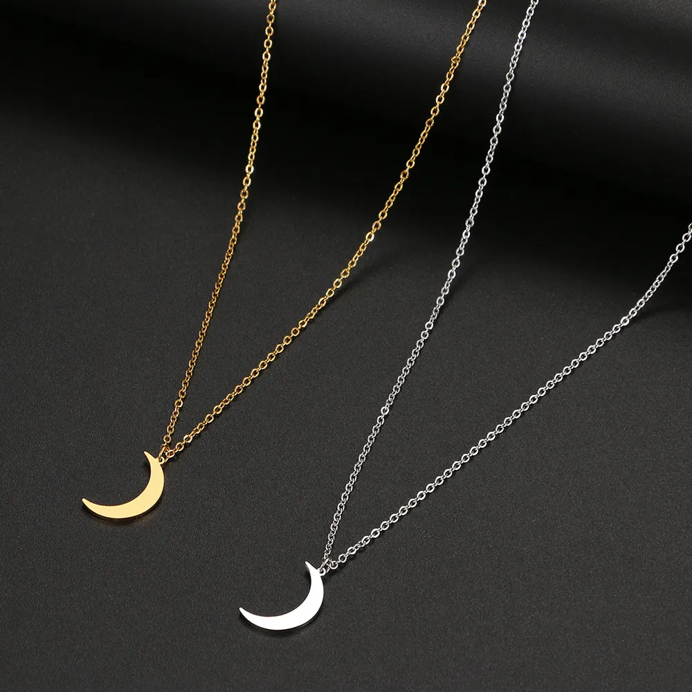 Stainless Steel Necklace New Fashion Moon Chain Pendant Simplicity Necklaces For Women Jewelry Accessories Party Charm Gifts - Giftcare 