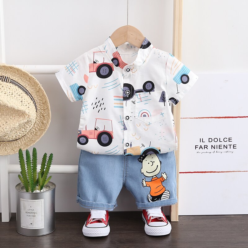 Boys Casual Clothes Set Car Printed Top Shorts Infant Sport Suits Kids Clothes For Summer Baby Boy's Suit Baby Clothing Set - Giftcare 