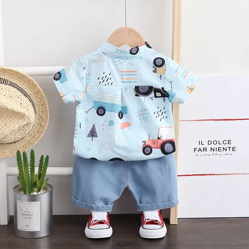 Boys Casual Clothes Set Car Printed Top Shorts Infant Sport Suits Kids Clothes For Summer Baby Boy's Suit Baby Clothing Set - Giftcare 