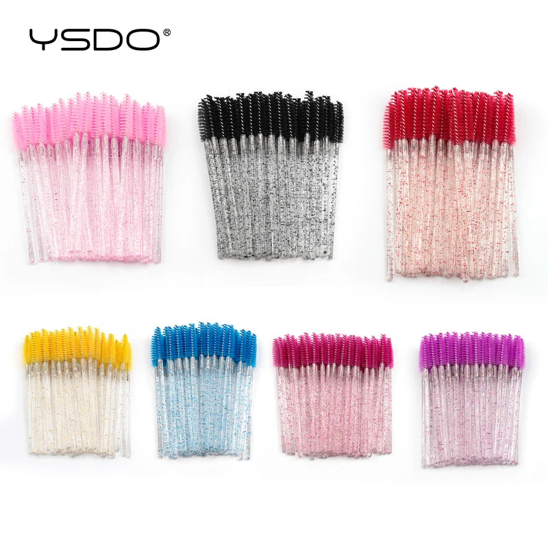 Hot 5-50 Pcs Crystal Eyelash Brushes Diamond Handle Mascara Wands Eyelash Extension Makeup Tools Eyelash Brush wholesale