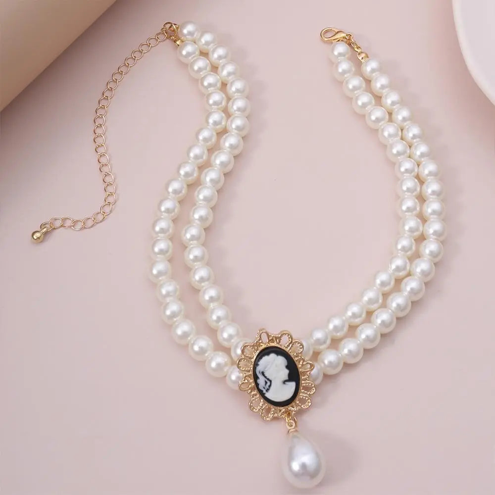 Layered Short Imitation Pearl Choker Necklace for Women - Giftcare 