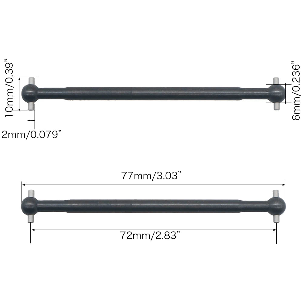 2pcs/set Steel Metal RC Car Drive Shaft Dogbone Overall Length 61mm 63mm 70mm 77mm 84mm 87mm 89.5mm 100mm hsp Wltoy Redcat