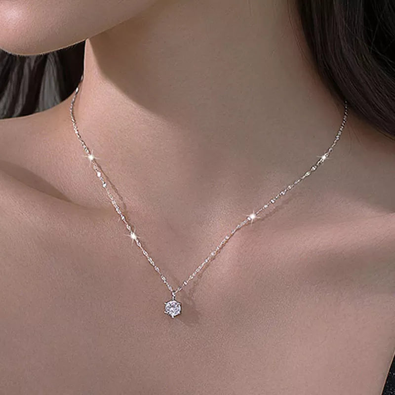 New Trendy 925 Sterling Silver AAA Zircon Choker Necklaces Simple Shiny Diamond CZ Pendants For Women Fine Jewelry NK126 - Giftcare 